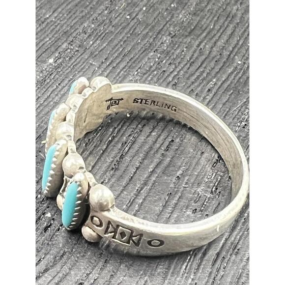Vintage Bell Trading Hallmarked Sterling Silver Turquoise Petit Point Ring 5.5 - Picture 9 of 9